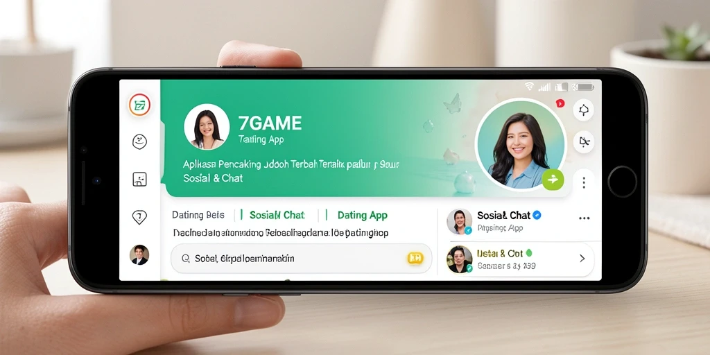 Tampilan antarmuka menarik dan fungsional dari aplikasi Dating App 7GAME.