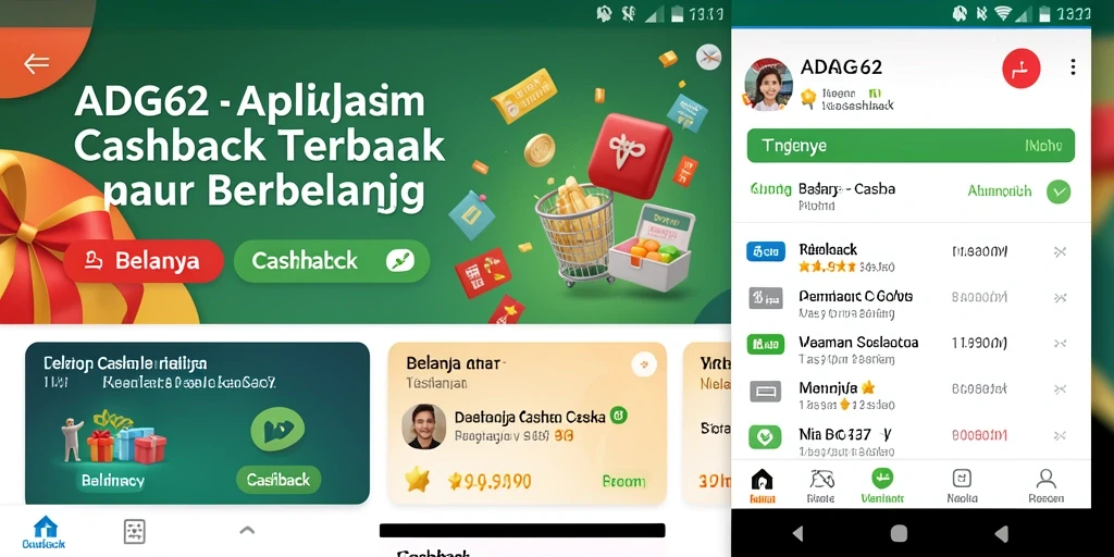 Antarmuka aplikasi ADG62 yang memudahkan pengguna mendapatkan cashback.