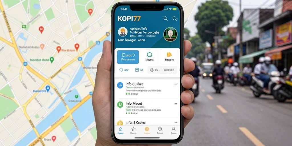 Screenshot utama KOPI77 menampilkan antarmuka Info Macet yang informatif.