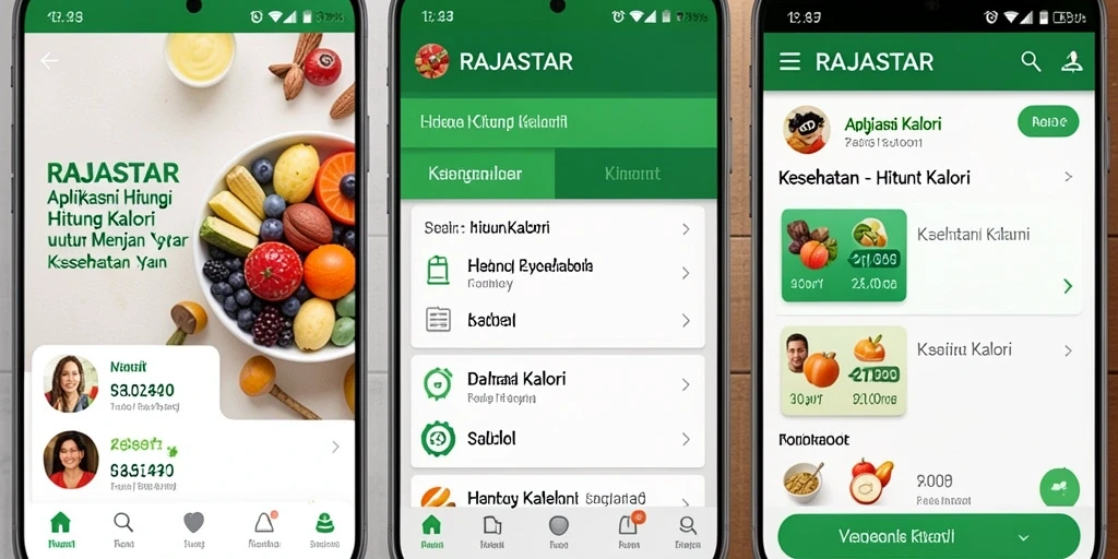 Tampilan antarmuka RAJASTAR untuk menghitung kalori dengan mudah.