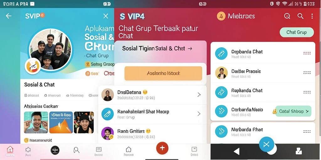 Antarmuka aplikasi SVIP4 menampilkan grup chat yang menarik dan fungsional.